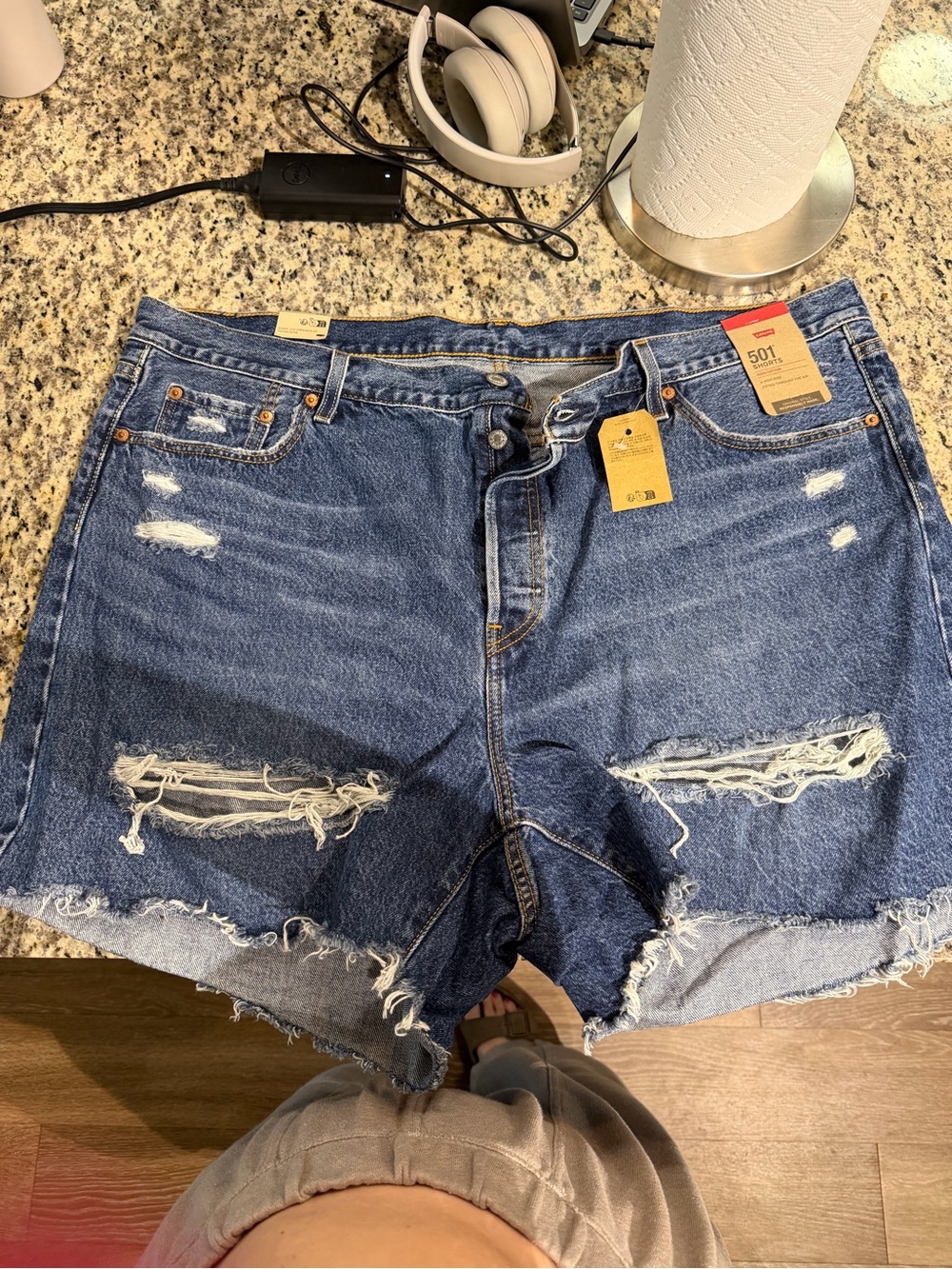 Levi's 501 NWT Distressed High-Rise Denim Shorts - Dark Blue